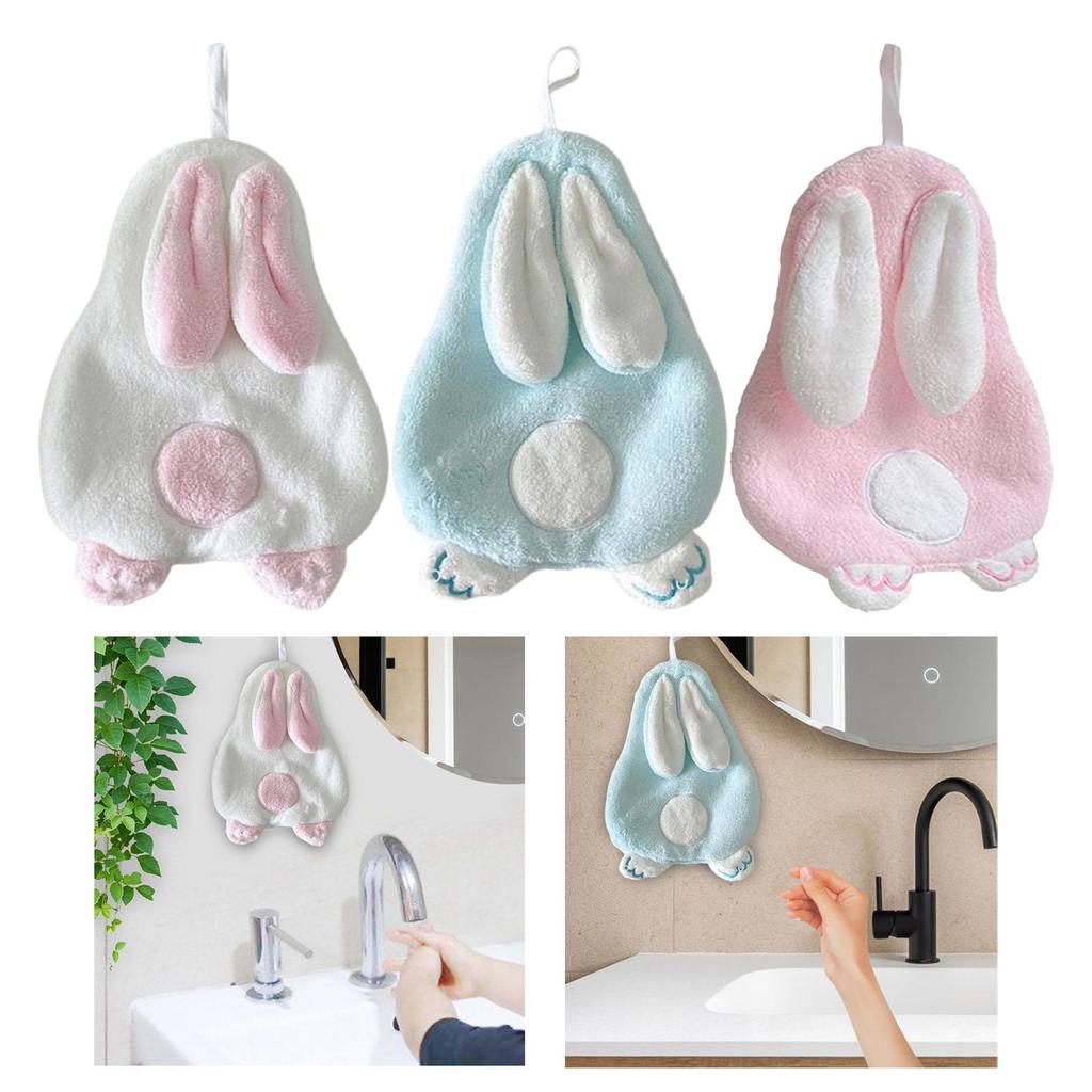 Hanging Hand Towel 26x18cm Multipurpose Comfortable Washcloths Bunny Shape Dish Towels for Home Dorm Holiday Hotel Apartment