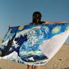 Giappone Onda di Kanagawa Coperta in Microfibra Asciugatura Rapida Teli da Spiaggia Stampa Oversize Super Assorbente Coperta Asciugamano da Piscina