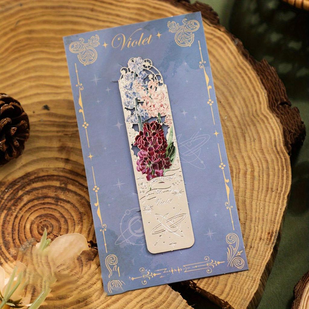 1pc Vintage Metal Bookmark, Romantic Flower Series For Planner, Hanging Decor, Book Clips, School Supplies, Back To School