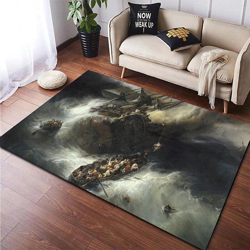 Famous Paintings Art Printed Large Area Rug Soft Carpet Home Decoration Mats Dropshipping Rugs and Carpets for Home Living Room