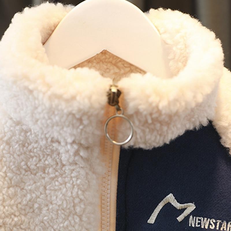 Solid Fur Kids O Coat Neck Full Sleeve Zipper Patchwork Puls Velect Thicken Children Winter Warm Casual Cute Jacket