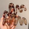 Large Brown Leopard Print Acrylic Wave Hair Claw Clips, Non-Damaging Hair Clips for Women with Thick Hair, Non-Slip Strong Hold