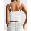 Women Lace Trim V Neck Spaghetti Strap Fitted Crop Cami Top