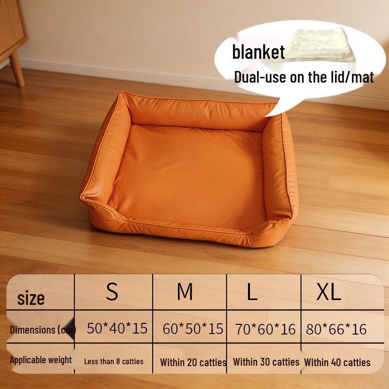 All-Season Waterproof Leather Pet Sofa: Washable & Tear-Resistant Bed for Small Dogs & Cats