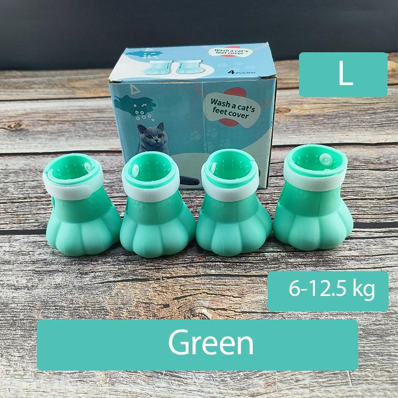 Cat Claw Protector Bath Feeding Bathing Shoes Foot Cover Anti-Scratch for Cats Pet Grooming Silicone Paw Nail Cover Boots