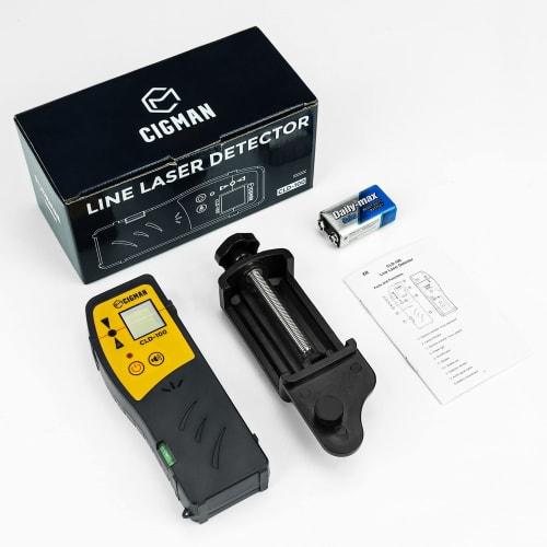 CIGMAN Laser Receiver, Green Laser Compatible, 50m Working Distance, Bubble, Buzzer, Holder Included, Japanese Instruction Manual Included