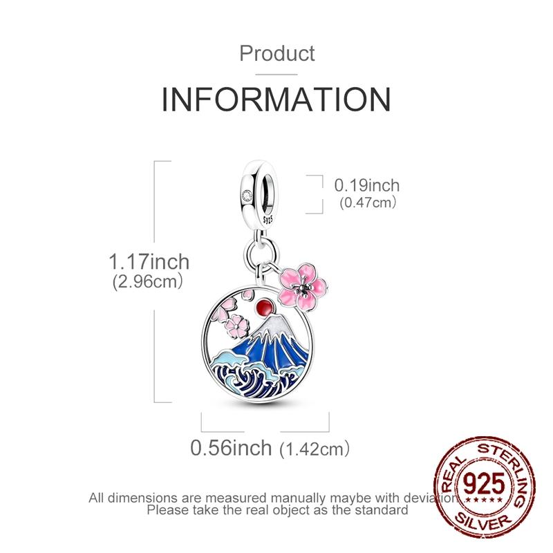 Japan Mount Fuji Charms Copper Japanese Style Dangle Pendant Fit Bangle Bracelet Necklace Diy Jewelry