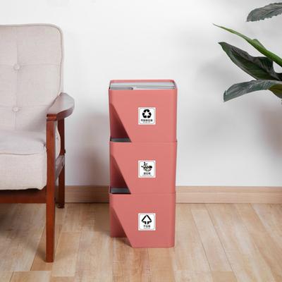 Stackable Desktop Recycling Sorting Trash Can Household Dry Wet Rubbish Bin