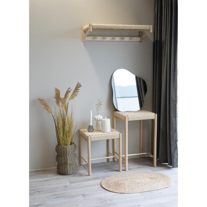 Tabouret en peuplier avec assise en osier naturel House Nordic Abano