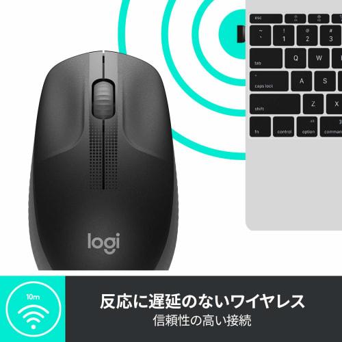 Logitech Full Size Wireless Mouse M190BK Wireless Mouse Symmetrical Wireless USB Windows Mac Chrome M190 Black