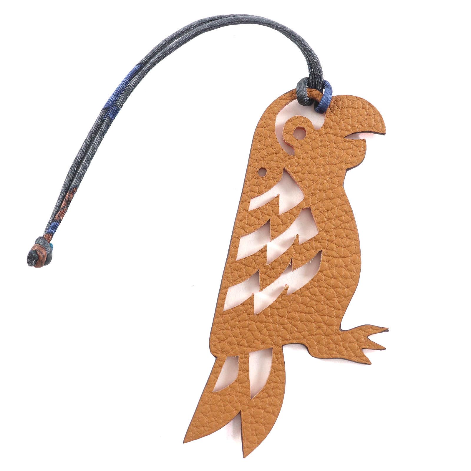 

Excellent HERMES Bag charm Petit Ash Parrot Brown Orange leather Women Used