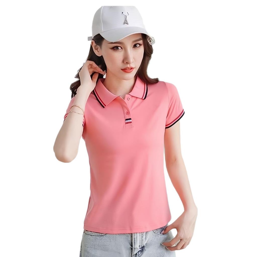 Short-sleeved POLO Shirt T-shirt for Women In Summer New Casual Sports Comfort Slimming Solid Color Top