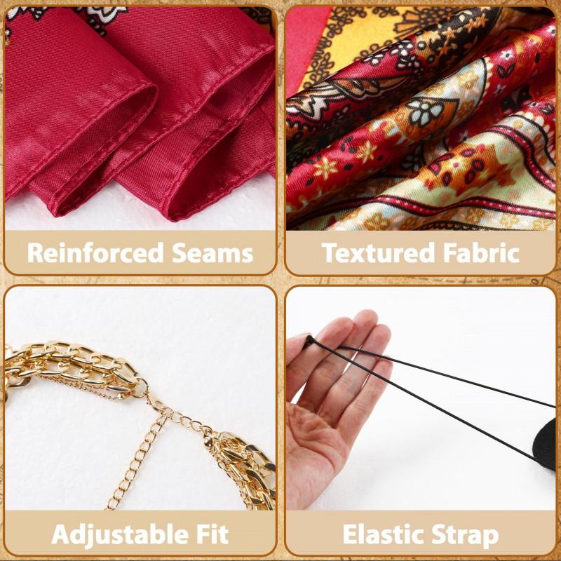 Pirate Costume Accessories Set Women Halloween Cosplay Red Headscarf Eye Patch Necklace Earrings Bracelet Hair Clip