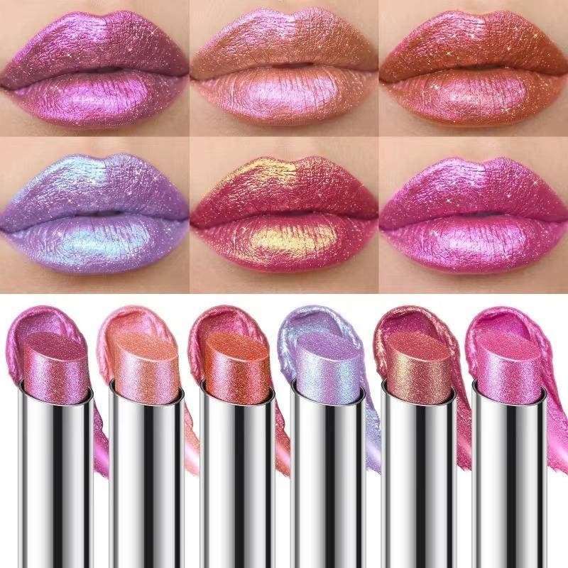 Polarizing Lipstick Starlight Holographic Shimmer Lip Stick Long Lasting Moisturizing Plumping Glitter Metallic Lip Tint Makeup
