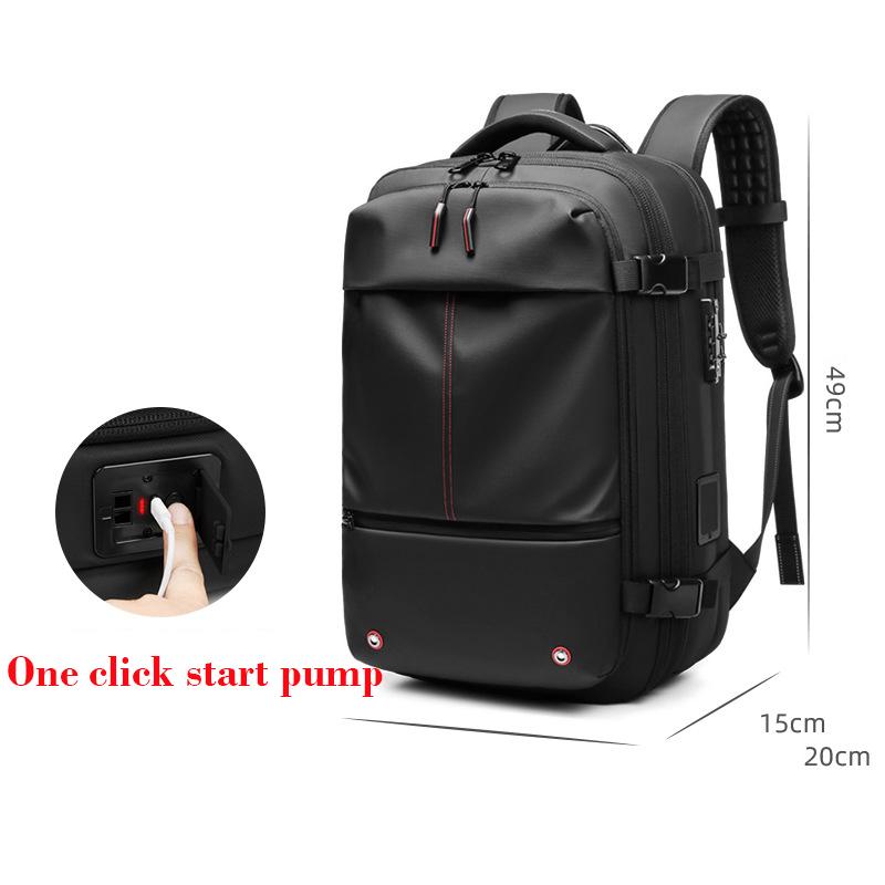 Men Travel Backpack One Click Start Pump Vacuum Compression Laptop Backpack Hiking Business 17 Inch Extended School Backpack