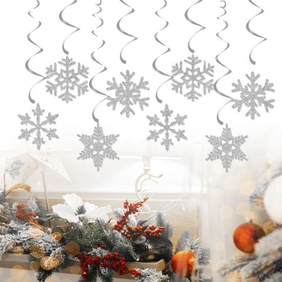 8 Pcs Christmas Snowflake Hanging Swirl Decorations Winter Party Glitter Snowflake Ceiling Streamers for Christmas Birthday Baby Shower New