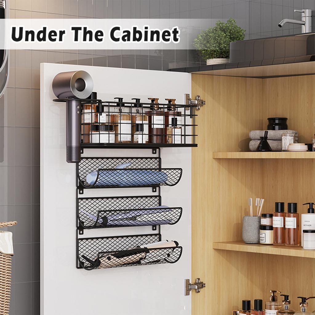 Multi-layer hair dryer rack wall-mounted punch-free hair dryer rack bathroom multi-function hair dryer rack