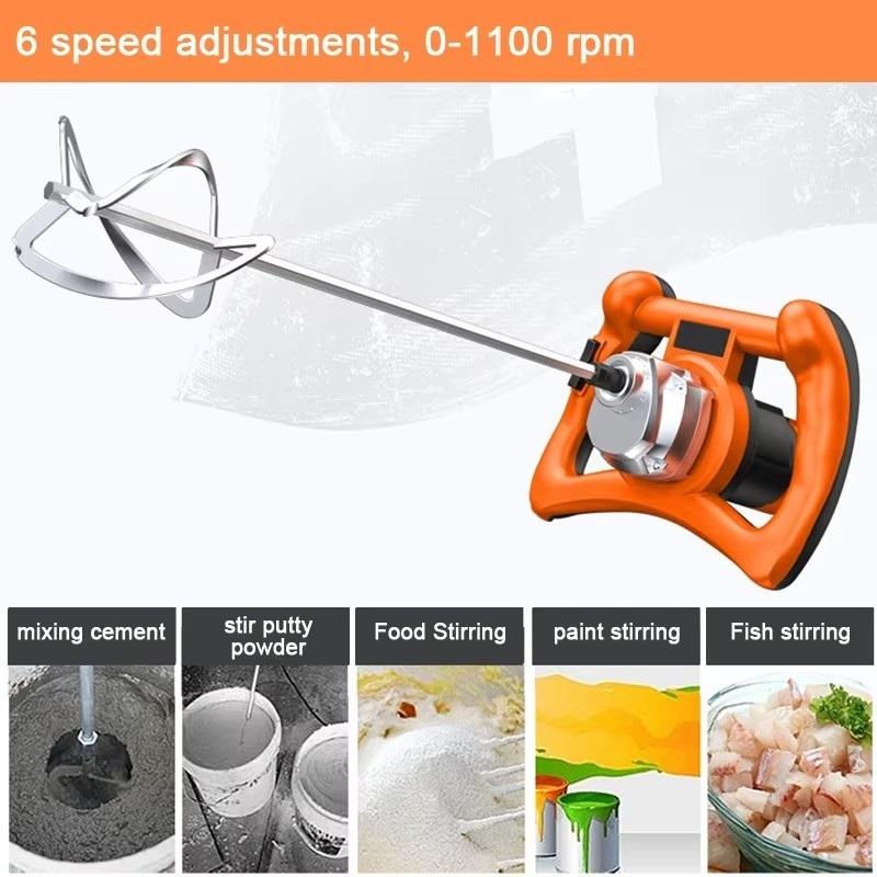 Electric Cement Mixer 220V Paint Cement Plaster Mortar Mixing Machine Coating Mixer High Power with 6 Gear Adjustable Speed