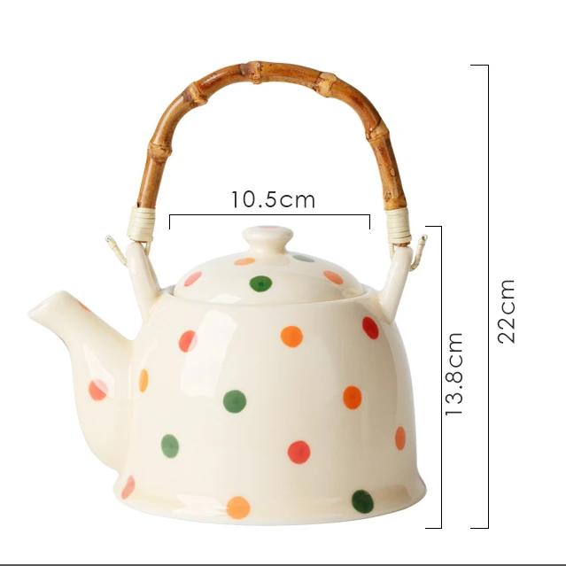 Vintage Polka Dot Bowls Plates Tableware High Aesthetic Value Ceramic Soup Bowls Plates Chopsticks Set