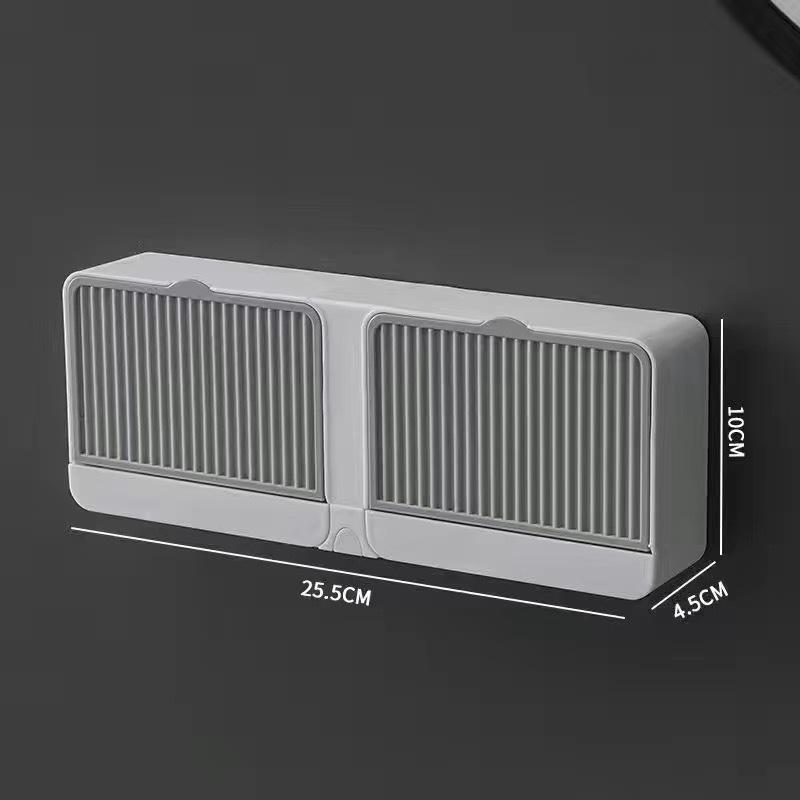 Wall-Mounted Soap Dish with Lid - No Punching Required, Creative Design, High-End Bathroom Soap Holder, Draining Box