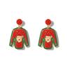 Christmas niche creative design cartoon alloy rice beads Santa clothes earrings, fashion