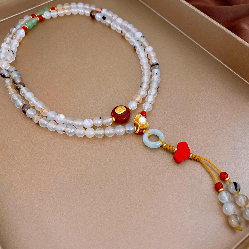 

Элегантное ожерелье в китайском стиле с жемчугом и агатом в виде цветов для женщин