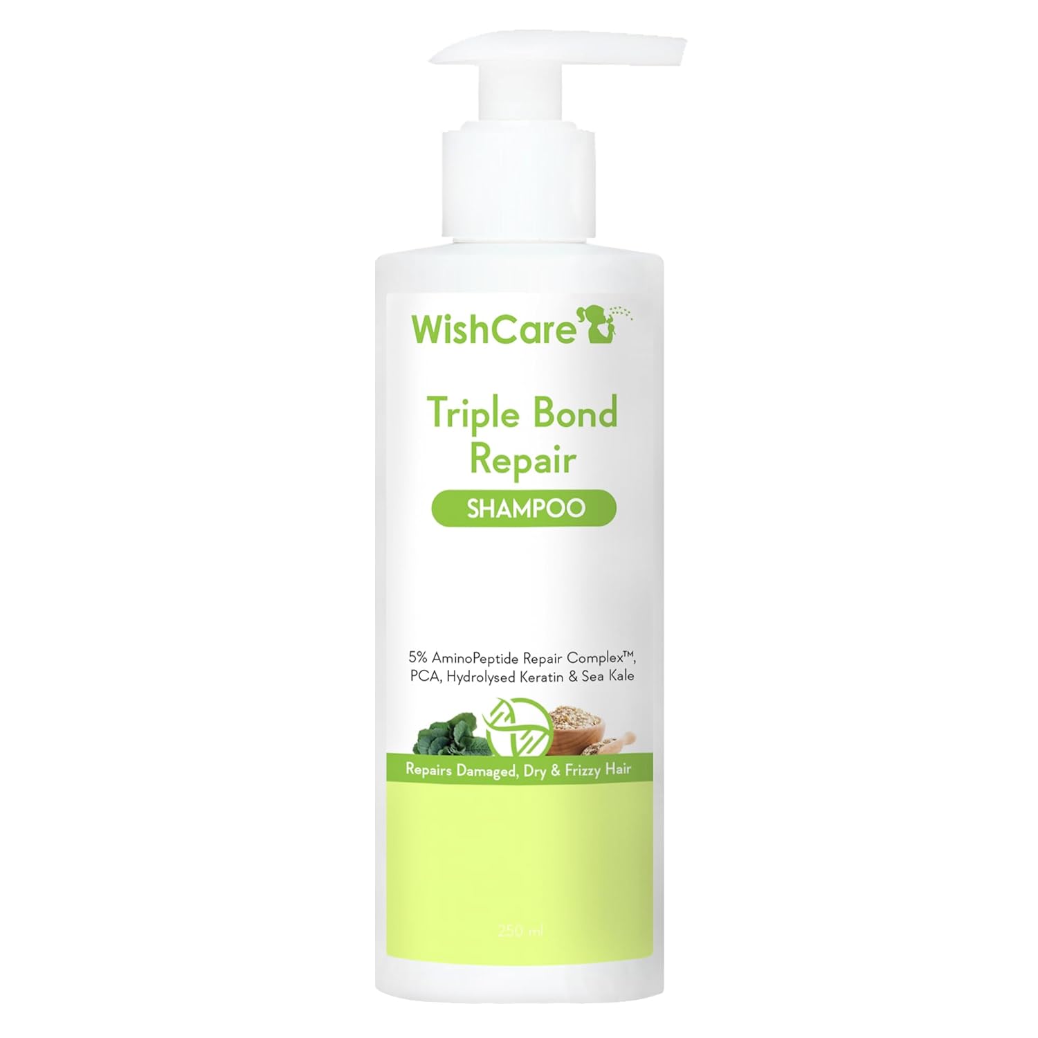 

WishCare Triple Bond Repair Shampoo 250ml for Dry Frizzy Hair, Strengthens & Repairs Damaged Hair Naturally