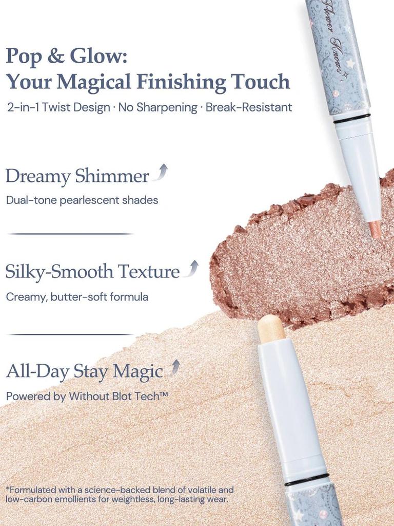 Flower Knows New Dual Tip Pearl Shell Under Eye Brightener Long Lasting Waterproof Eyebrow Eyeliner Smudge Proof Makeup Tools