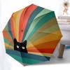 1PC Cat Rainbow Automatic Windproof Umbrella 8 Rib Portable Folding Black Iron Frame for Outdoor, Beach, Travel, Beach Umbrella,S43