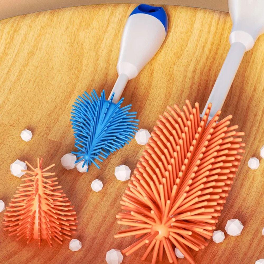 Long handle Baby Bottle Brush Set 360 Degree Rotation Silicone Feeding Bottle Cleaners Breast Pump