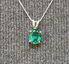 925 Sterling Silver Certified Emerald Pendant Green Necklace Gift For Beloved