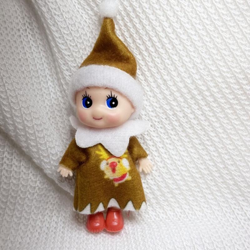 Holiday Baby Elf Miniature Doll with Plaids Accessories For Home Office Christmas Decors Festives Desktop Shelf Display