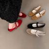 Red Velvet Ballet Flats Shoes Women Buckle Round Toe Ballerinas Zapatos Mujer Mary Janes Shoes