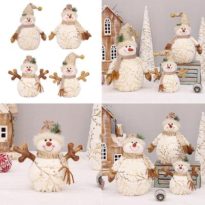 Christmas Snowman Figurines Handmade Stuffed Doll Home Decoration Holiday Party Ornament Household Accessory Daily Use
