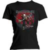 Camiseta de Banda de Rock Clássico Metal Iron Maiden Feminina Trooper Céu Vermelho, Preto