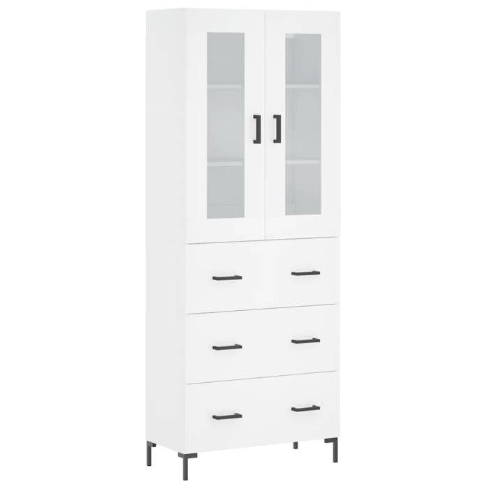 VidaXL Buffet haut Blanc 69,5x34x180 cm Bois d'ingénierie 3198401