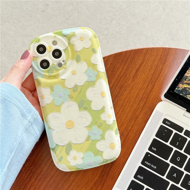 Korea Ins Tulpe Blumen Kunst abstrakte Öl Handytasche für Iphone 13 12 11 Pro Max X Xr Xs Max weiche Graffiti stoßfeste Abdeckung