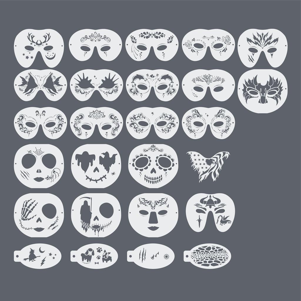 2023 New Graph Facial Painting PET Washable Children Girl Tattoo Stencil Template for Halloween Christmas