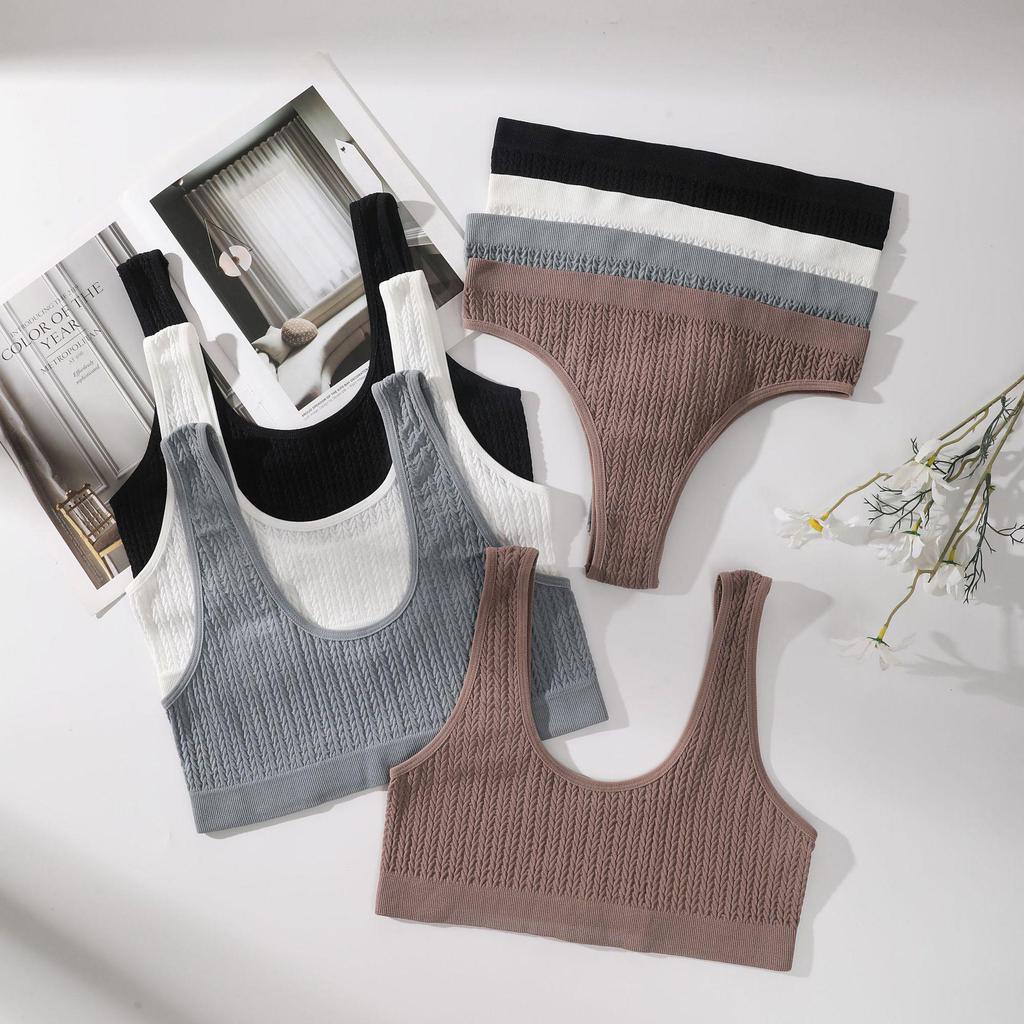 Conjunto de Yoga Transfronterizo Estampado: Tanga y Camiseta sin Hilos y Transpirables