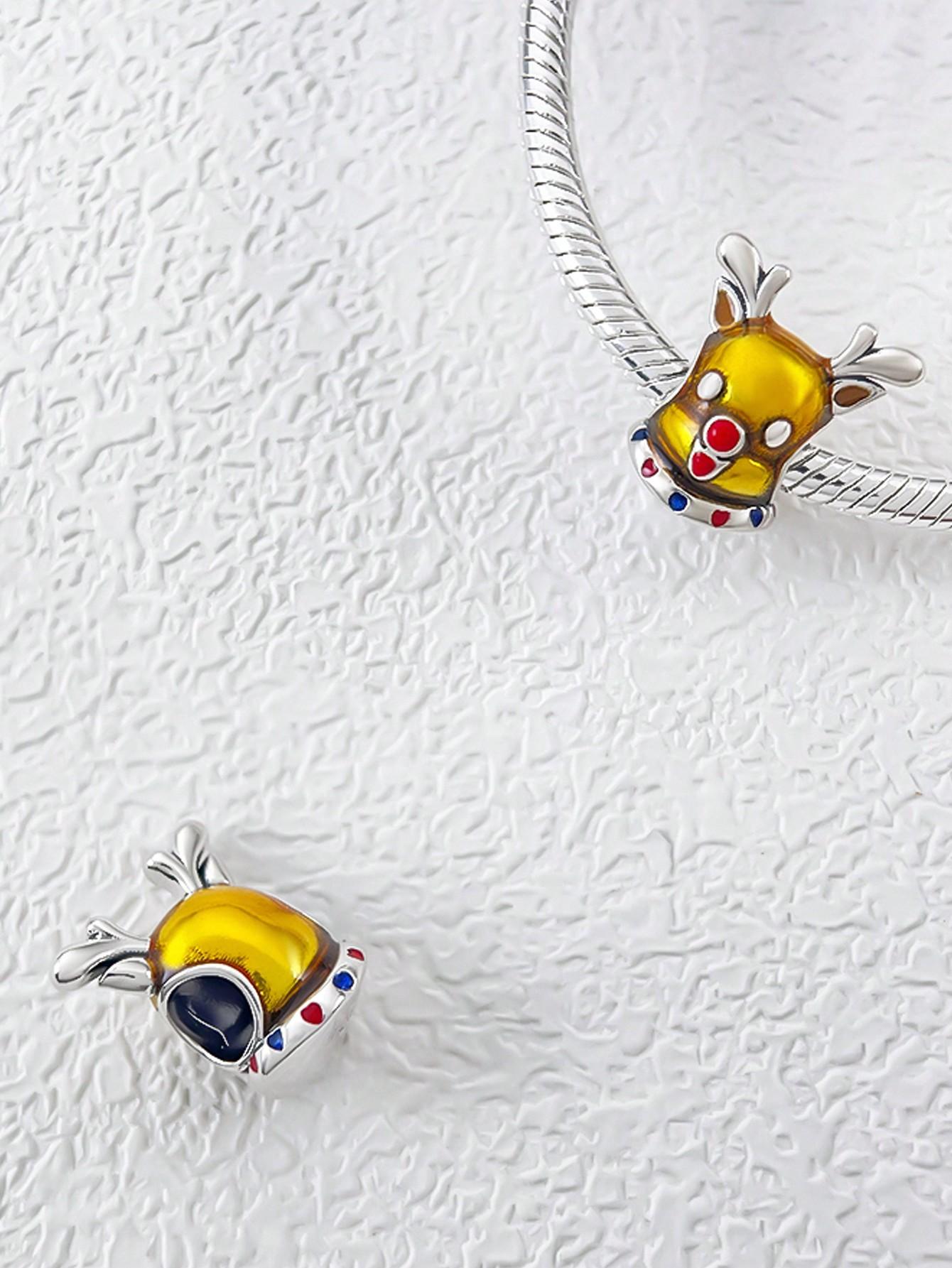 Посеребренная Аутентичная Шарм-бусина Шармы Санта-Клаус Рождественская елка Шарм-бусины Совместимы с Браслетами Женские Украшения Подарок