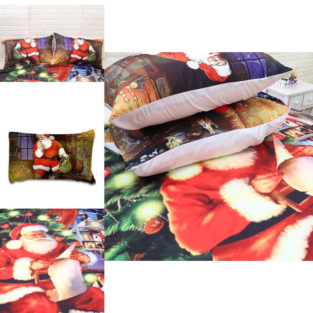 Luxurious Christmas Kids Duvet Cover Pillow Cases Quilt Cover Santa Claus Bedding Set