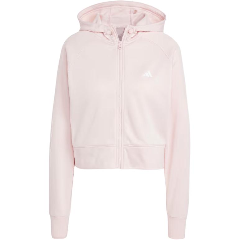 Adidas Essentials Logo Print Full Zip Cropped Hooded Jacket Women Sandy Pink IX5067 2XL