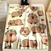 100% Polyester Flannel Throw Blanket, Contemporary Cartoon Capybara Design, Reversible All-Season Digital Print Non-Woven Fabric