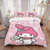 3pcs My Melody Quilt Cover Set - Soft and Cozy Bedroom, Guest Room and Dorm Decorative Bedding 3-Piece Set 1 Quilt Cover + 2 Pillow Shams.S054