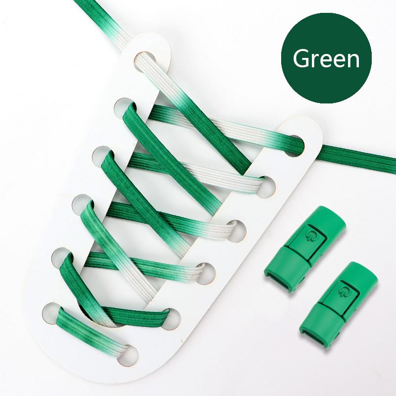 

№ 8, 1 пара обуви без завязок, кружевные эластичные шнурки градиентного цвета на плоской подошве, мужская и женская повседневная обувь, аксессуары, шнурки для ленивой обуви 100cm зелёный