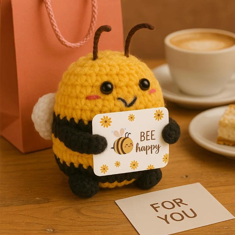 DIY Hand-Knit Positive Bee: An Inspiring Energy Doll. Ideal for Keychains, Bags, or Home Decor Christmas Gift