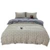 Retro Floral Linen Bedding Set: Autumn & Winter 4-Piece with Button Duvet Cover & Sheet