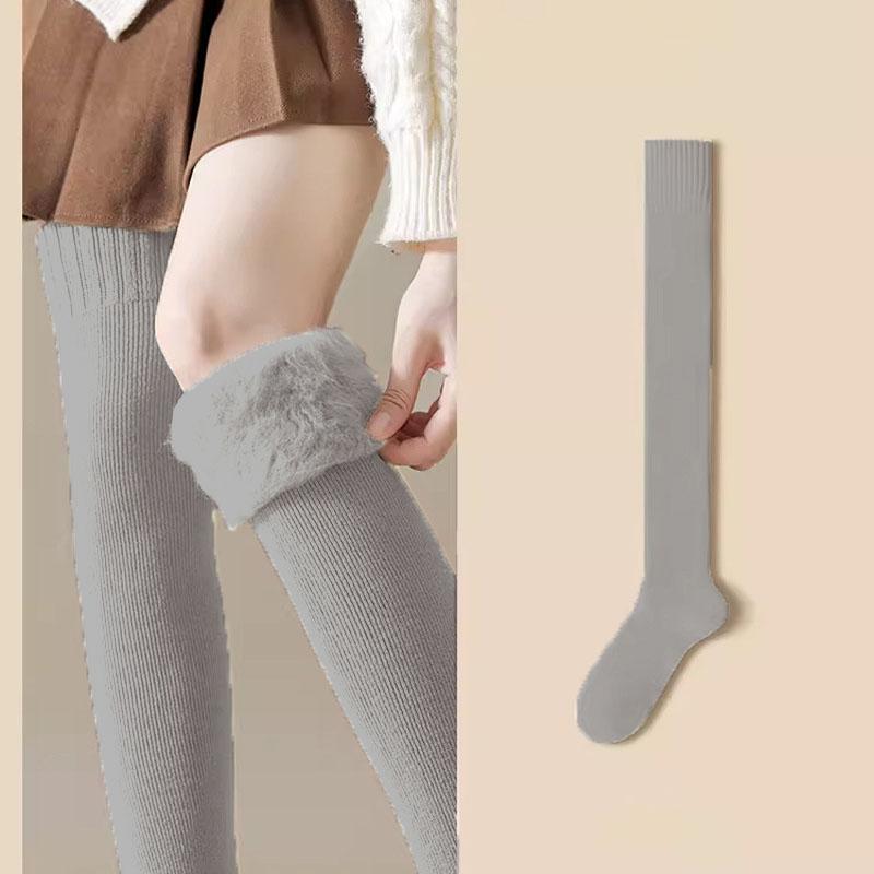 Winter Warme Lange Socken Schlauch Dick Hoher Schlauch Über Knie Kniehoch Strumpfwaren Socken Einfarbige Damen Verdicken Wadenstrumpf