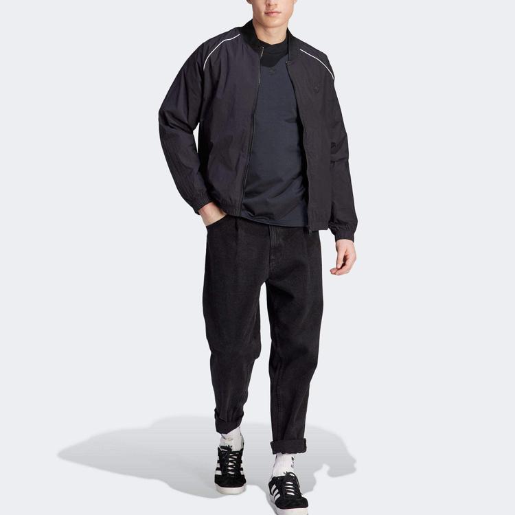 Adidas Originals Blue Version Sst Logo Zip Long Sleeve Jacket Men Jacket Black IJ7456