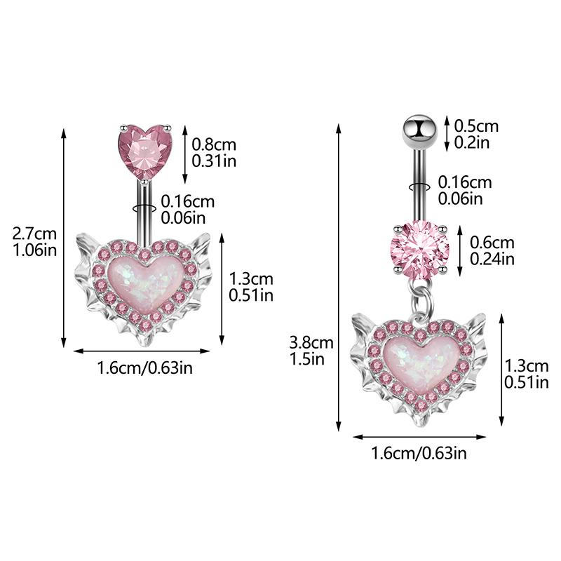 Heart Belly Button Rings Pink Women  Belly Ring Dangle Navel Piercing Barbell Pircing Body Jewelry
